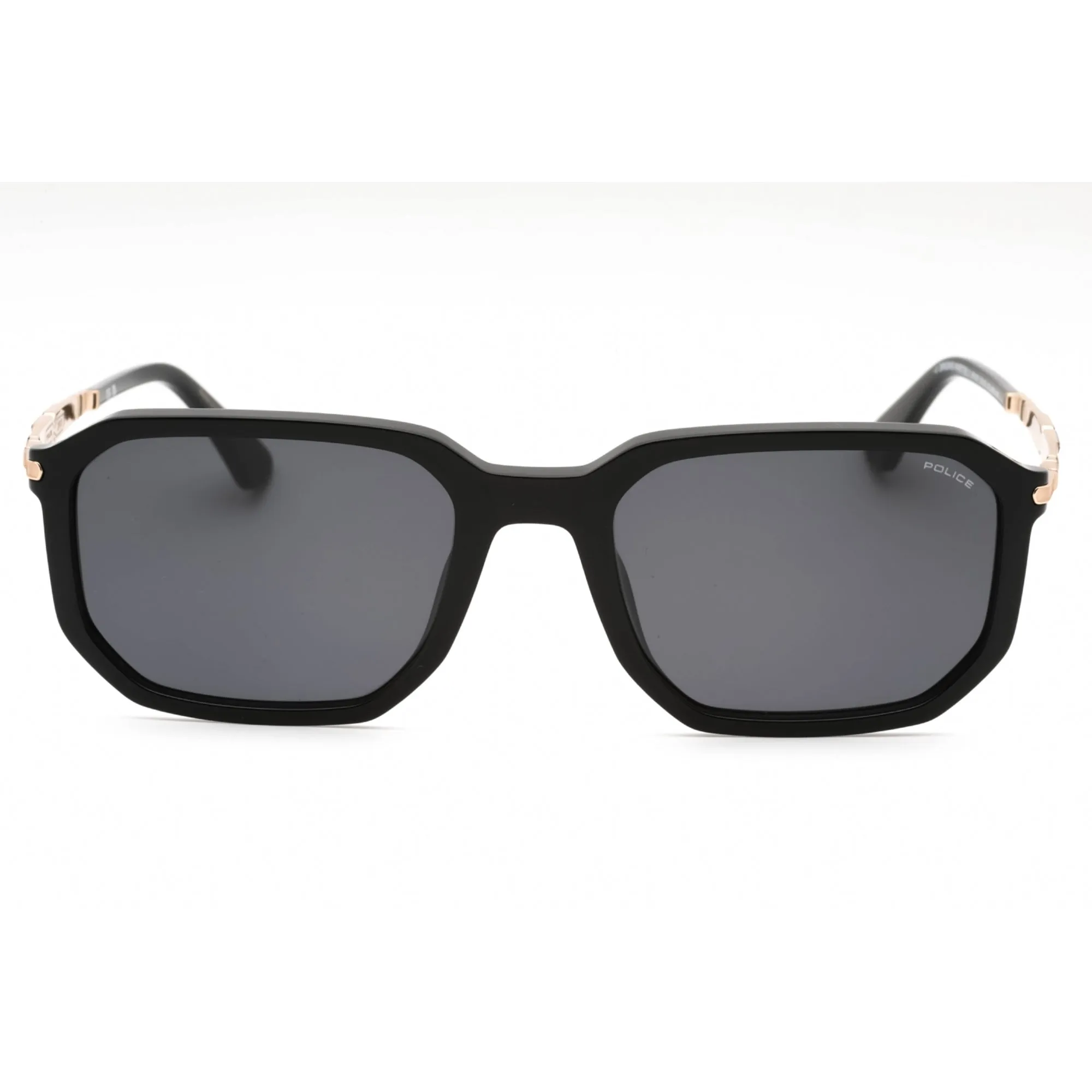 Police Men's Sunglasses - Shiny Black Acetate Geometric Full Rim Frame | SPLF67 0700