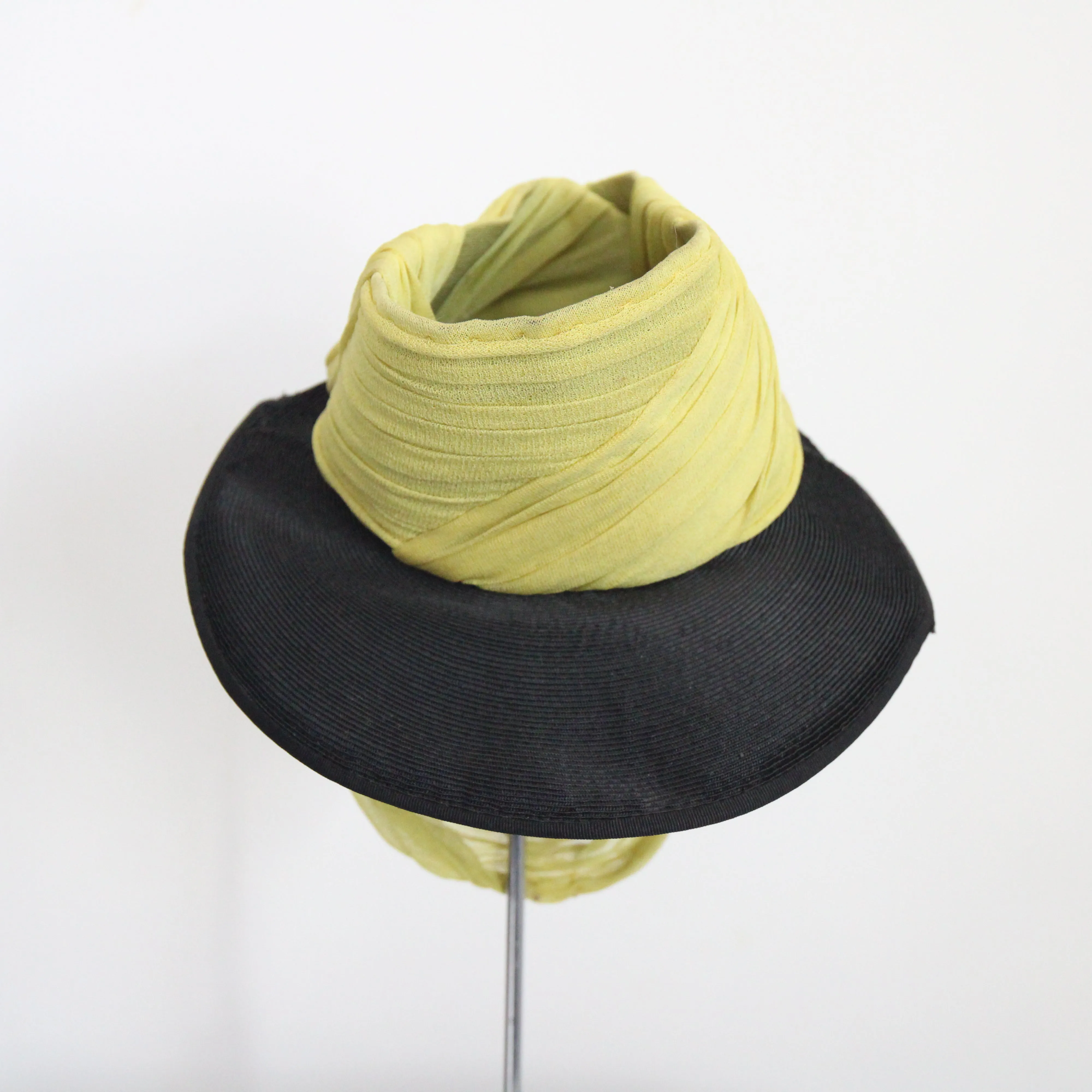 "Chartreuse & Straw" Vintage Late 1930's Chartreuse & Straw Percher Hat