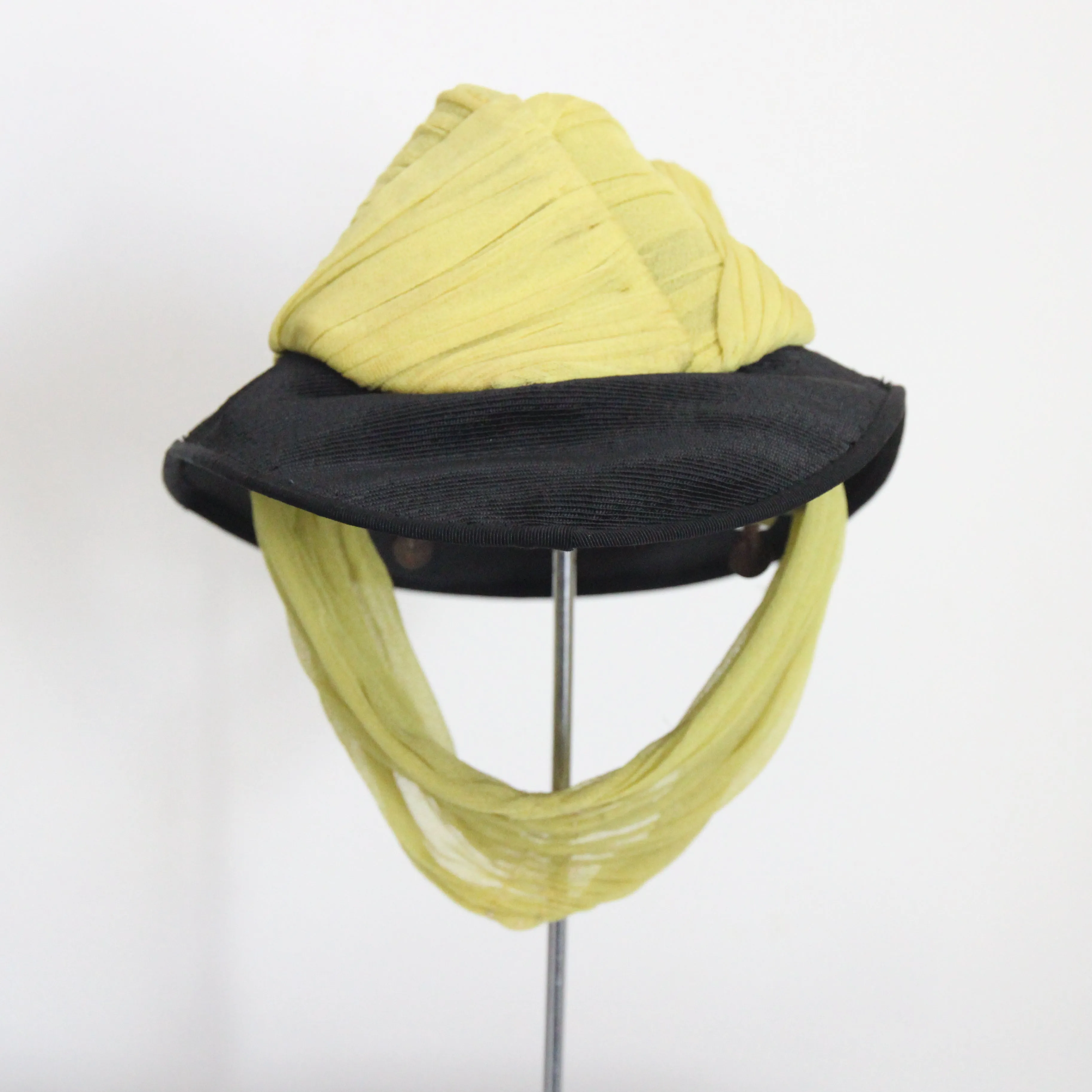 "Chartreuse & Straw" Vintage Late 1930's Chartreuse & Straw Percher Hat