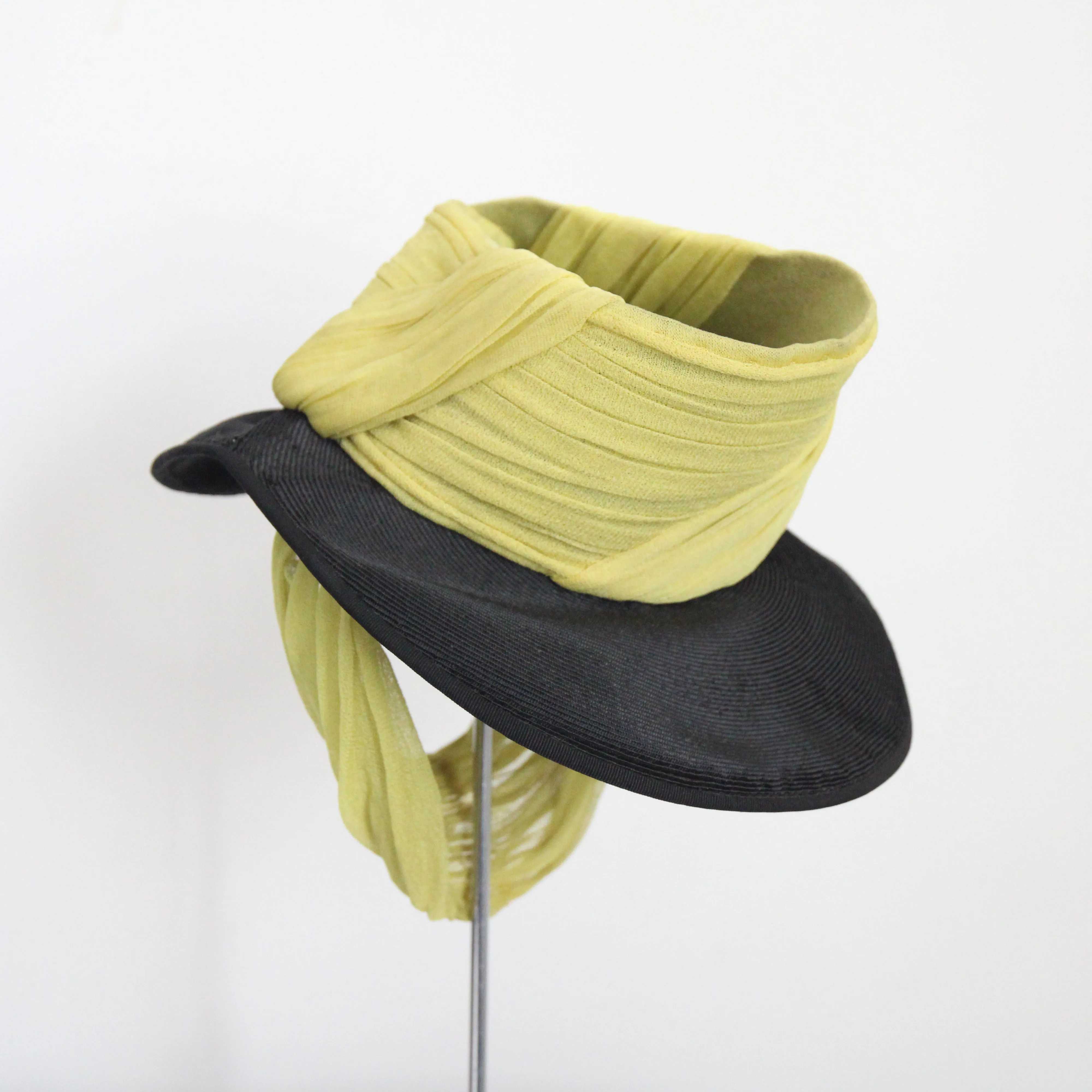 "Chartreuse & Straw" Vintage Late 1930's Chartreuse & Straw Percher Hat