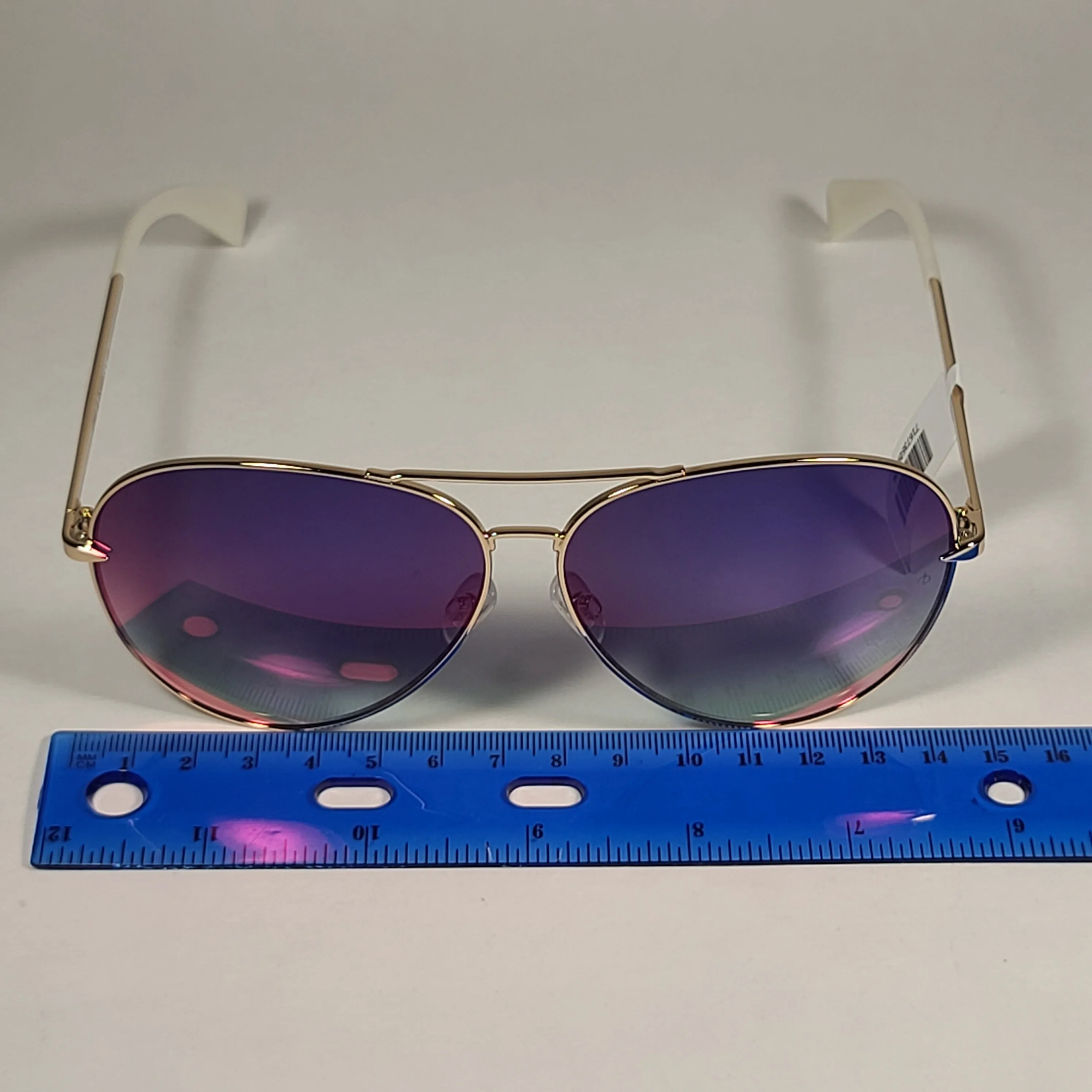 RAG & BONE Aviator Sunglasses Light Gold Frame Purple Flash Gradient Lens RNB1006/S 3YGHI
