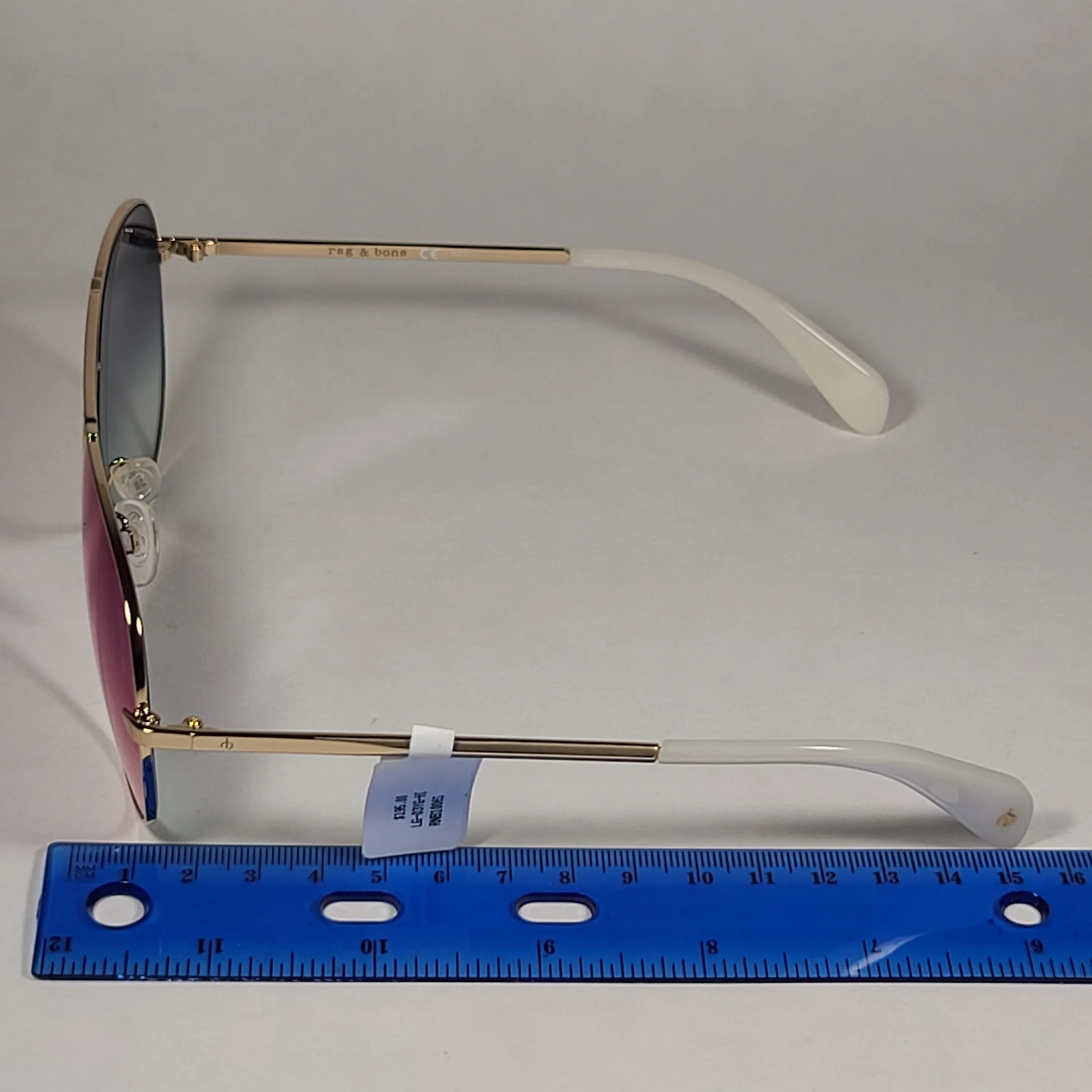 RAG & BONE Aviator Sunglasses Light Gold Frame Purple Flash Gradient Lens RNB1006/S 3YGHI