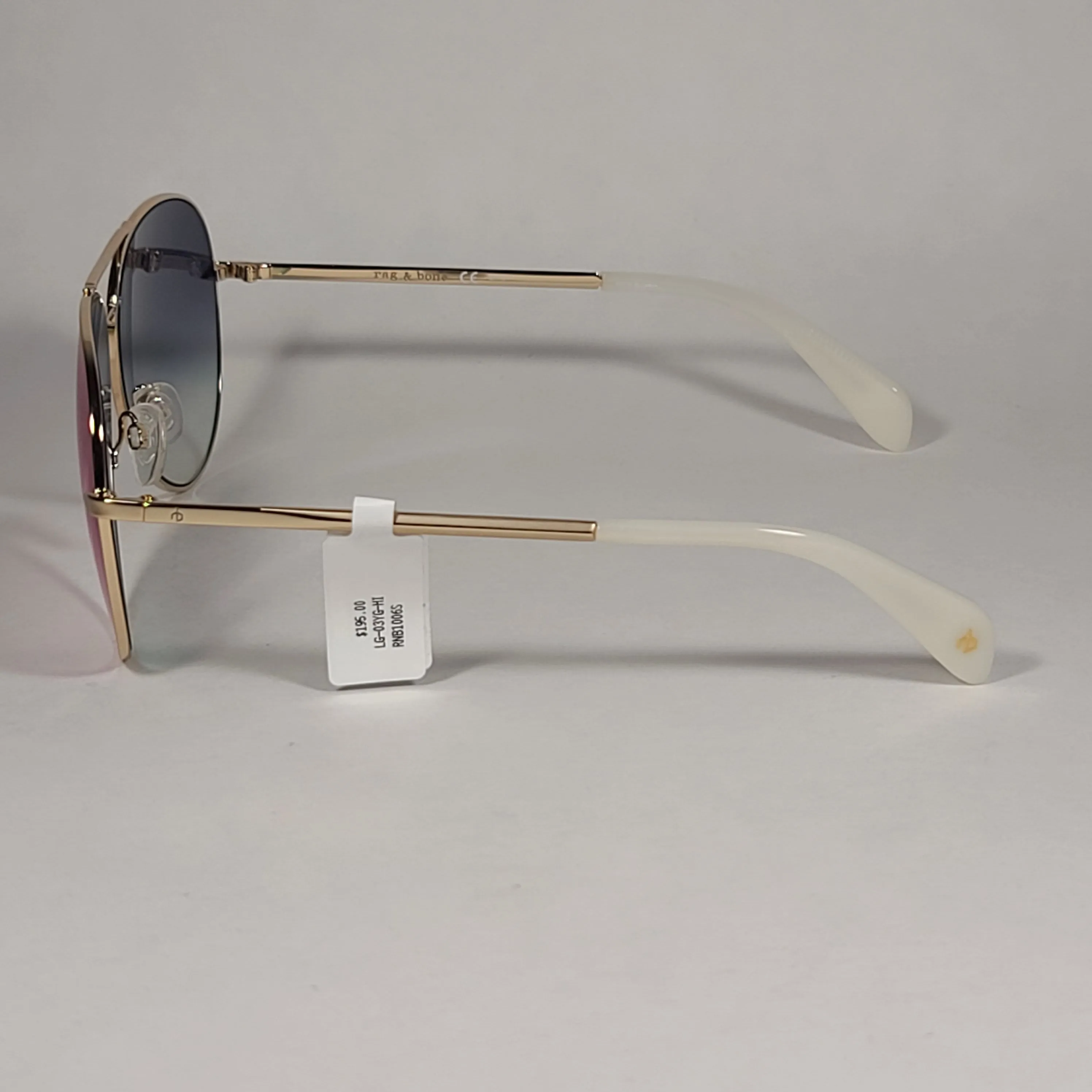 RAG & BONE Aviator Sunglasses Light Gold Frame Purple Flash Gradient Lens RNB1006/S 3YGHI