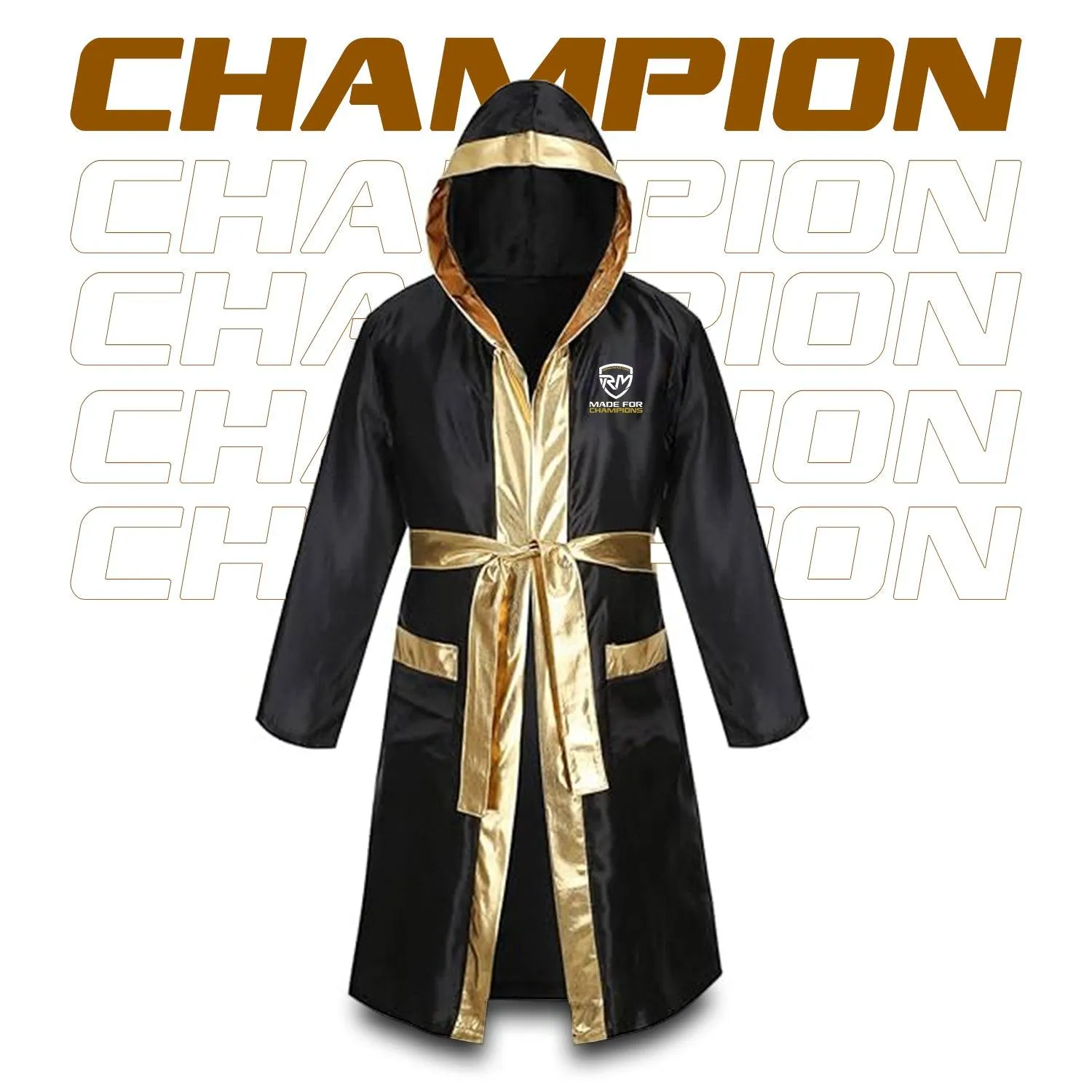 RingMaster Sports Champion Kids Fight Robe Black Gold