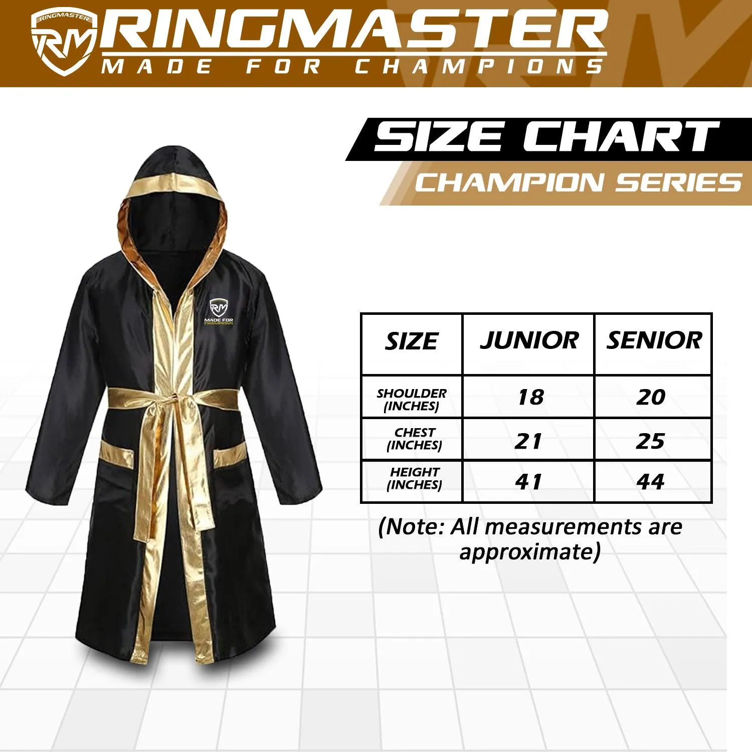 RingMaster Sports Champion Series Fight Robe Black & Gold