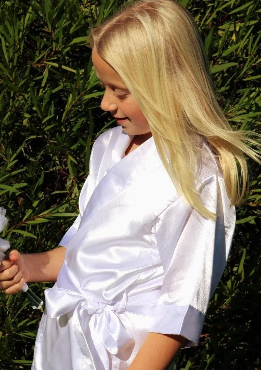 Sara's Girls’ White Satin Robe