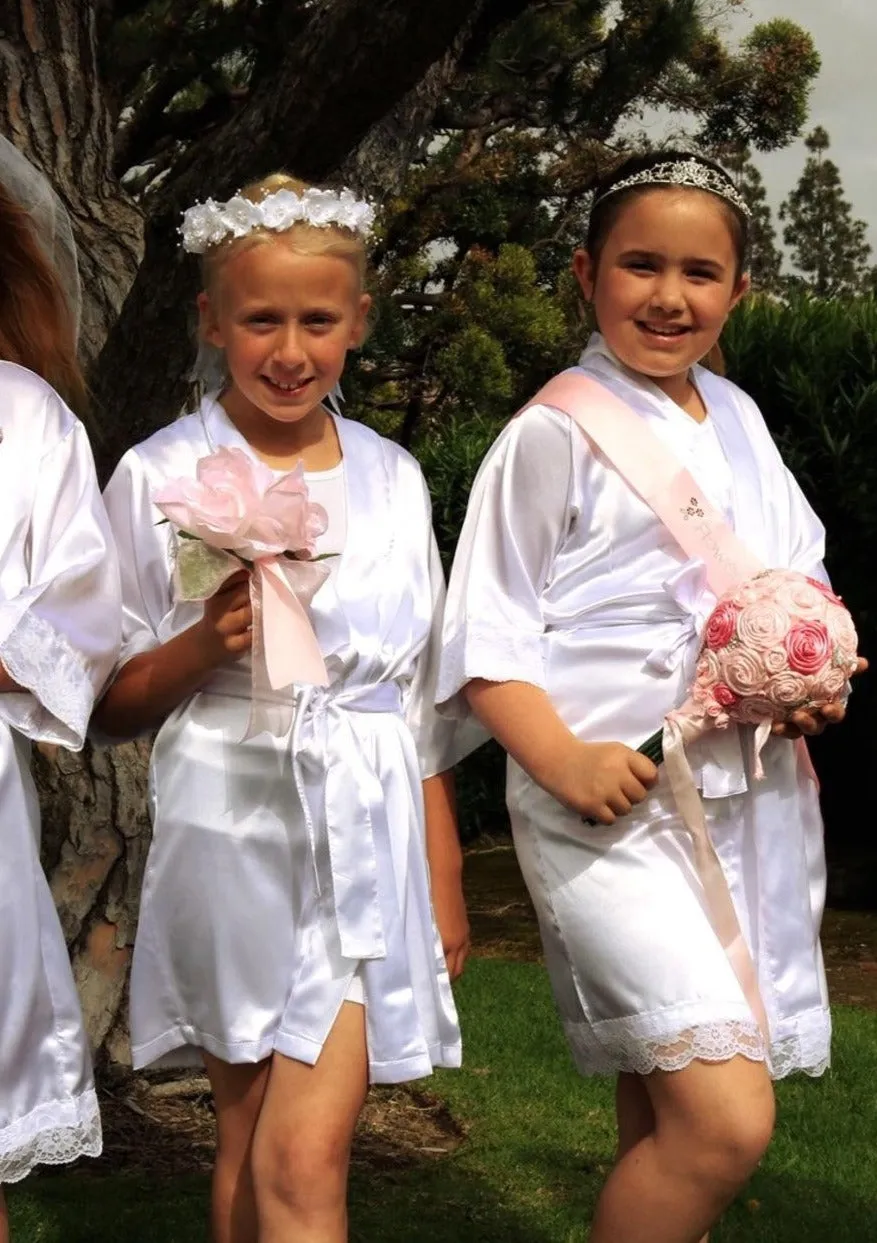 Sara's Girls’ White Satin Robe