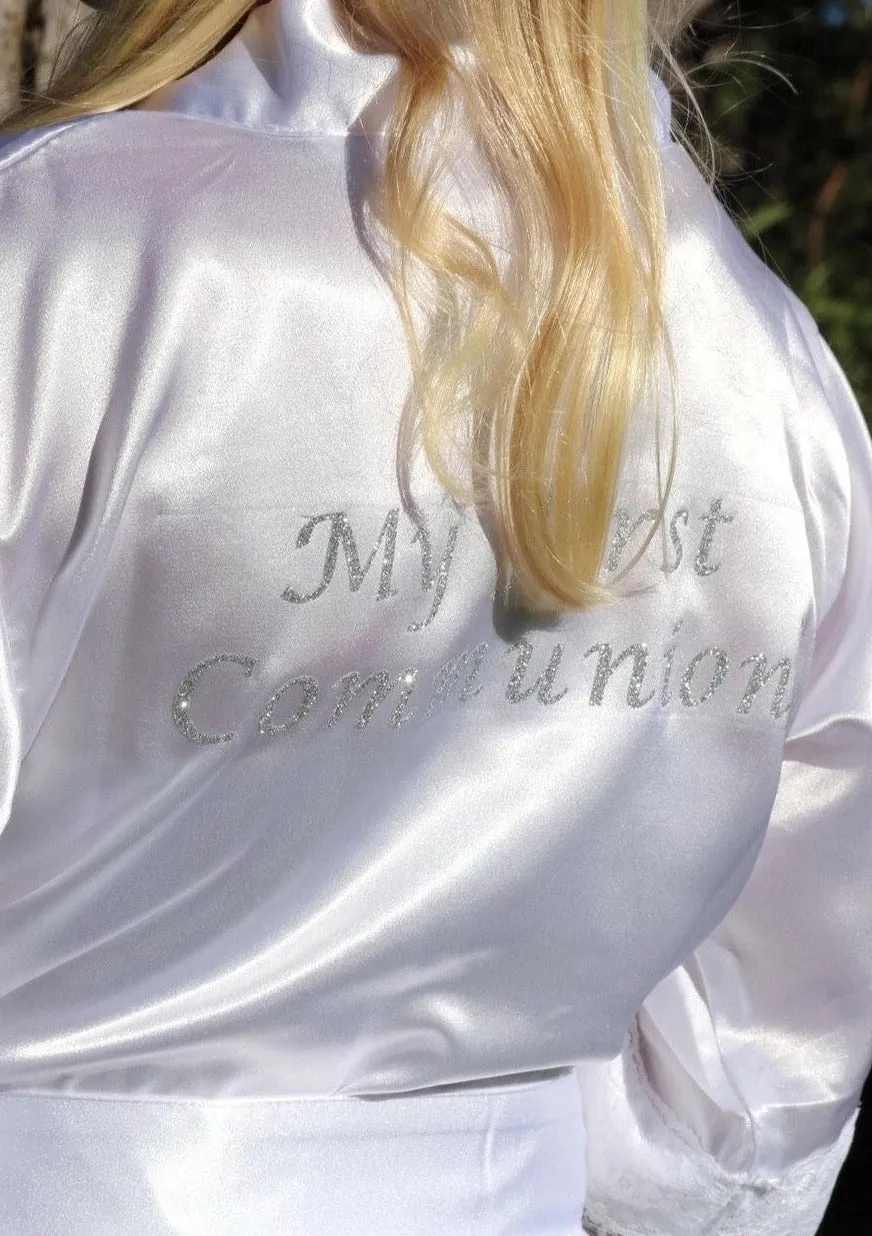 Sara's Girls’ White Satin Robe