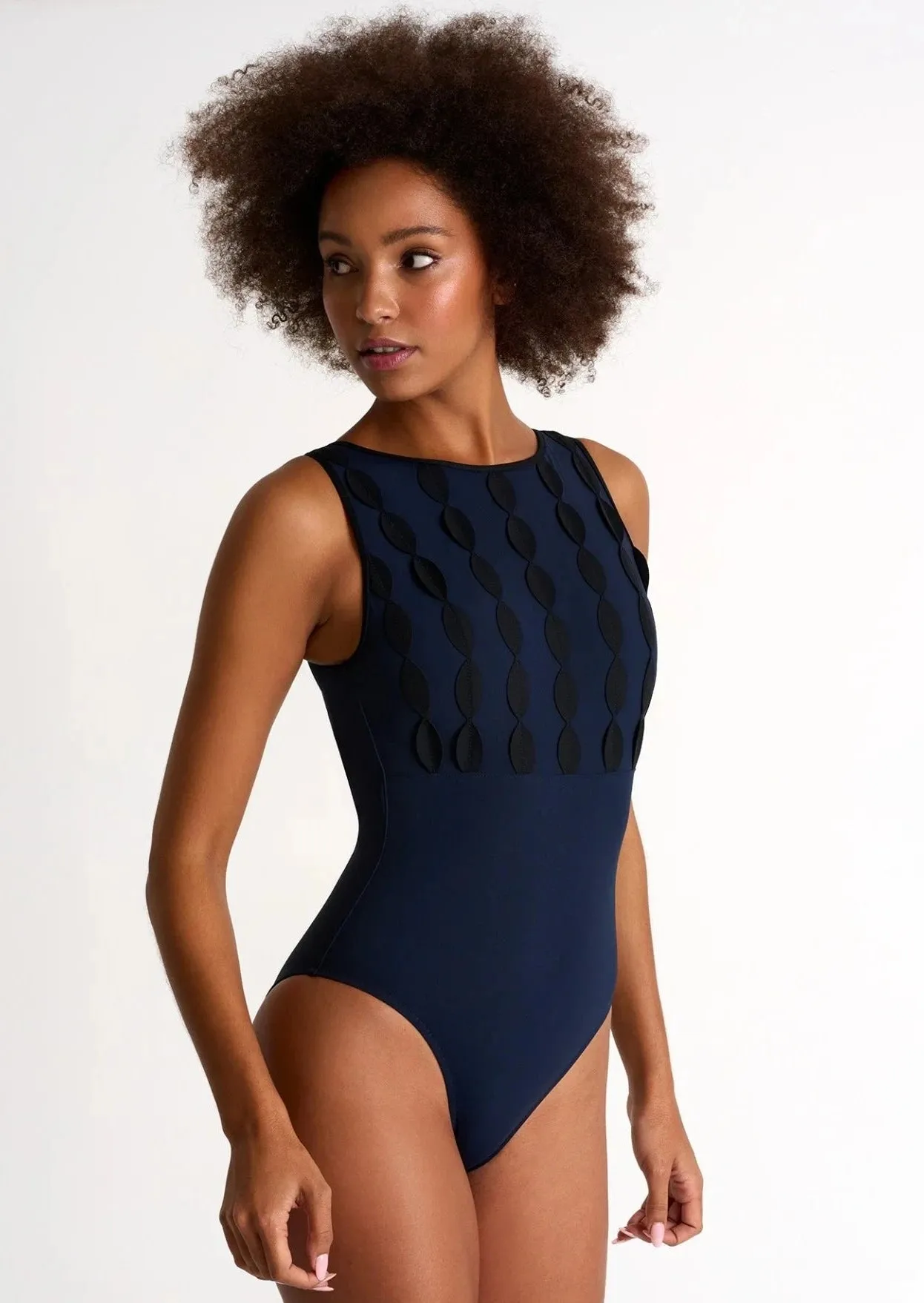 Shan Lydia High Neck Fullpiece - Navy/Caviar