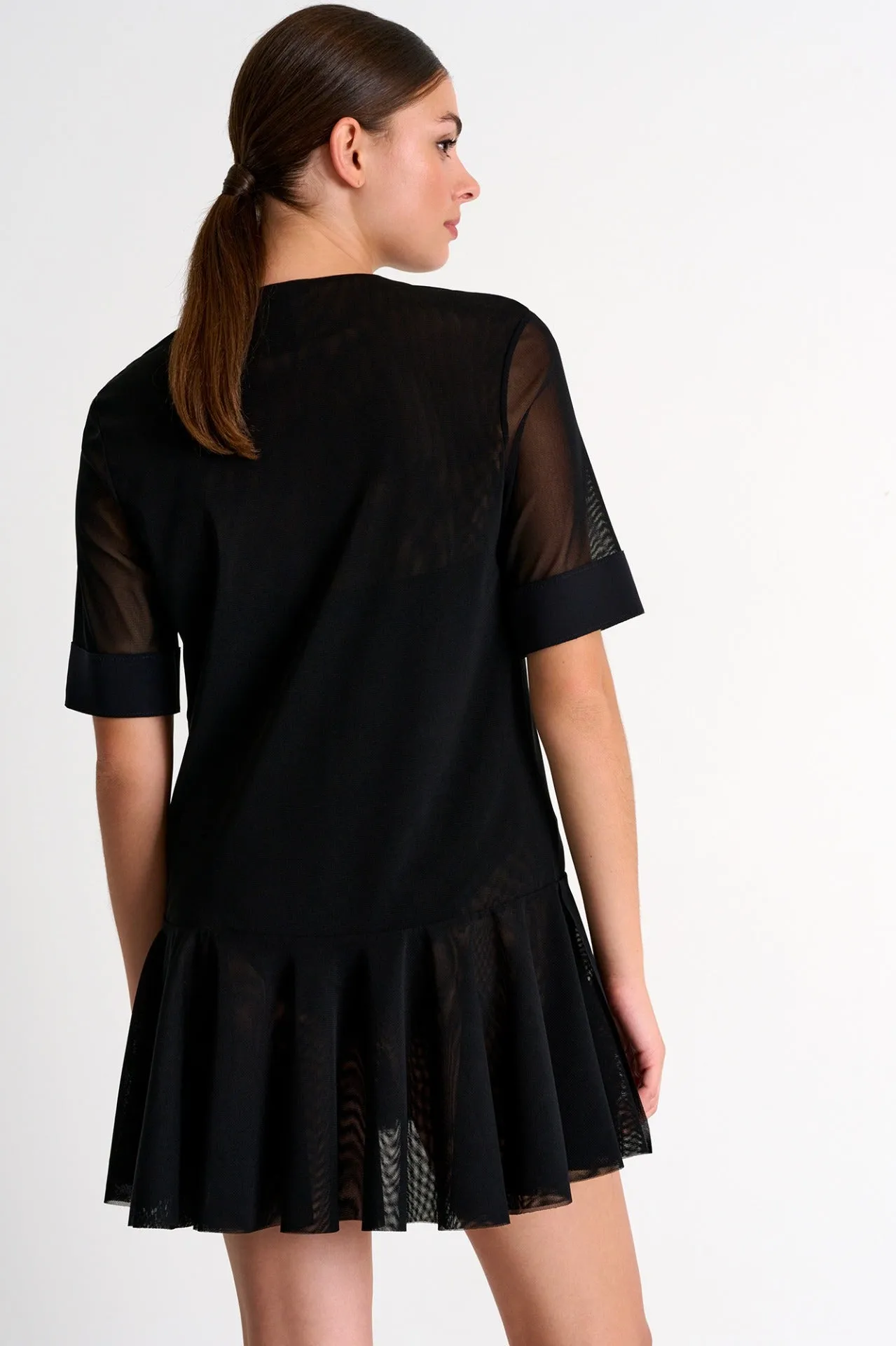 Shan Mia Mesh Short Dress - Caviar