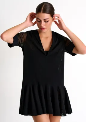Shan Mia Mesh Short Dress - Caviar