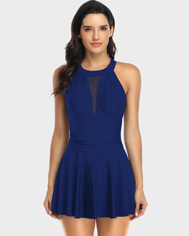 SheCurve? Swimdress V Neck Mesh Swimsuits
