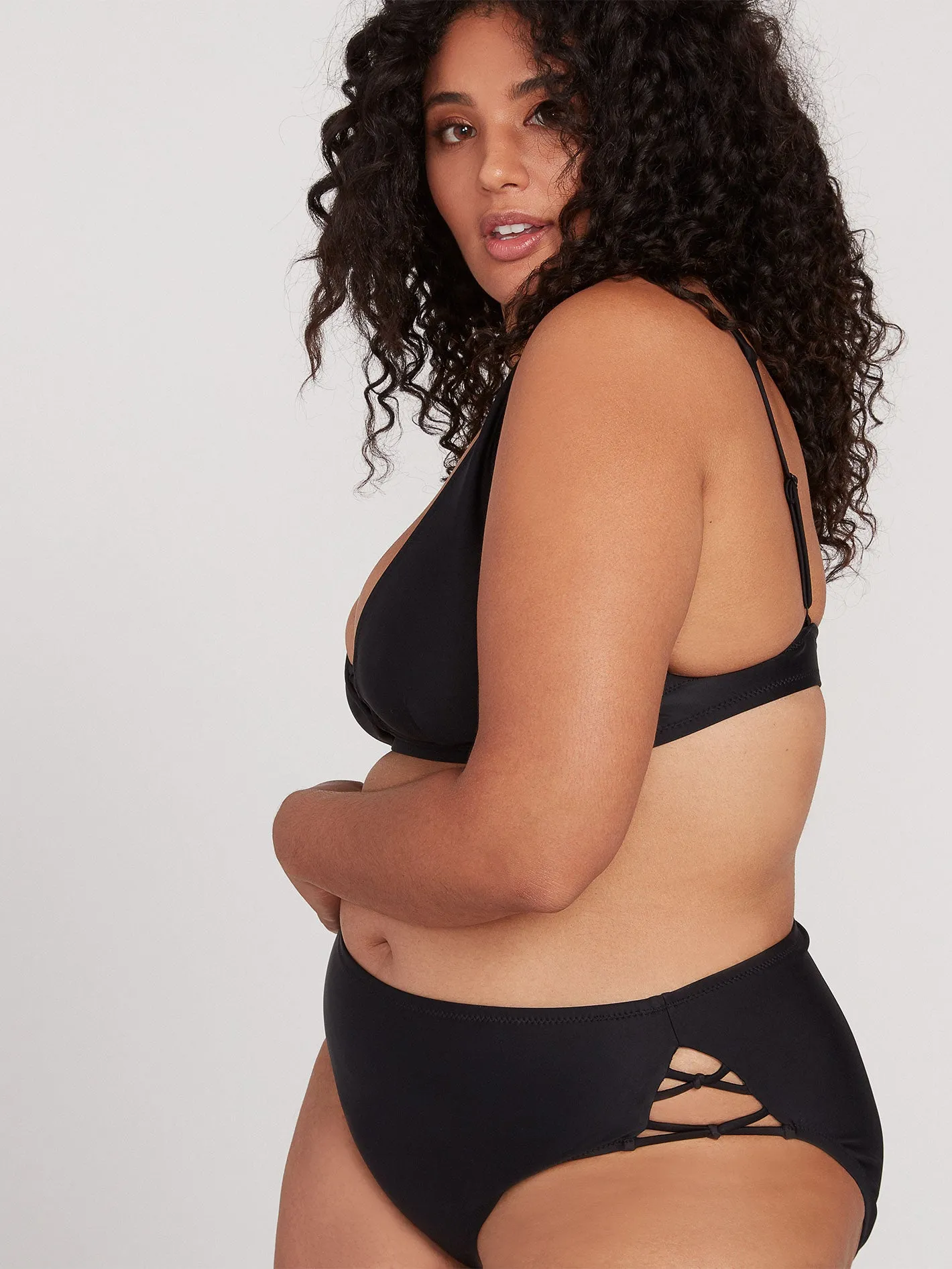 Simply Solid Retro Bikini Bottom Plus Size - Black