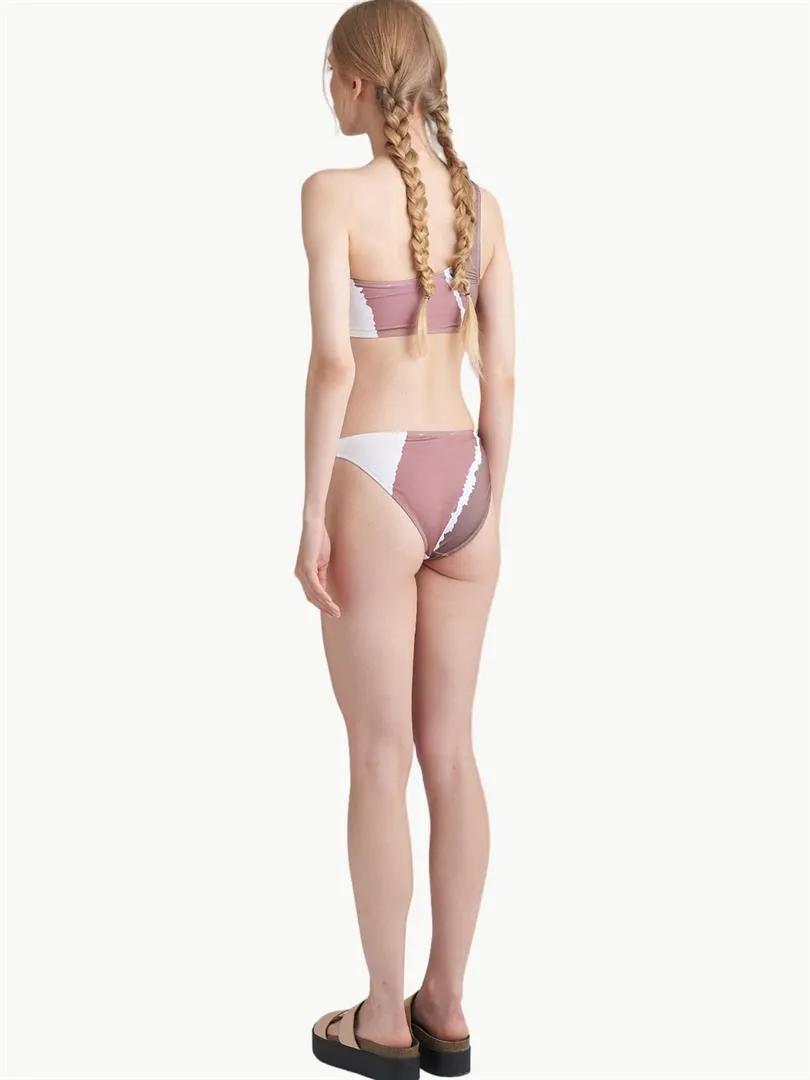 Single Shoulder Bikini Set - Brown