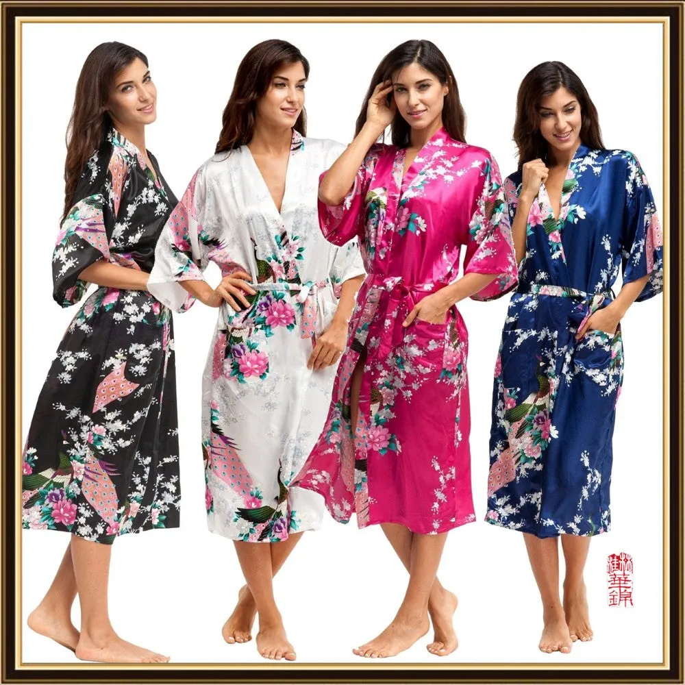 Sleepwear Silk Casual Bathrobe Long Nightgown