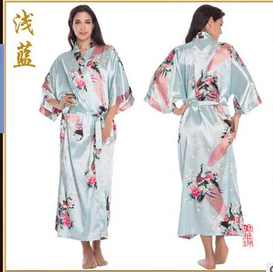 Sleepwear Silk Casual Bathrobe Long Nightgown