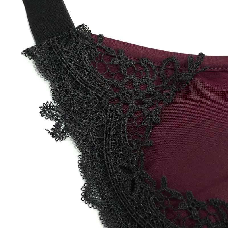 SST008 Burgundy Gothic Lace Swimsuit Set