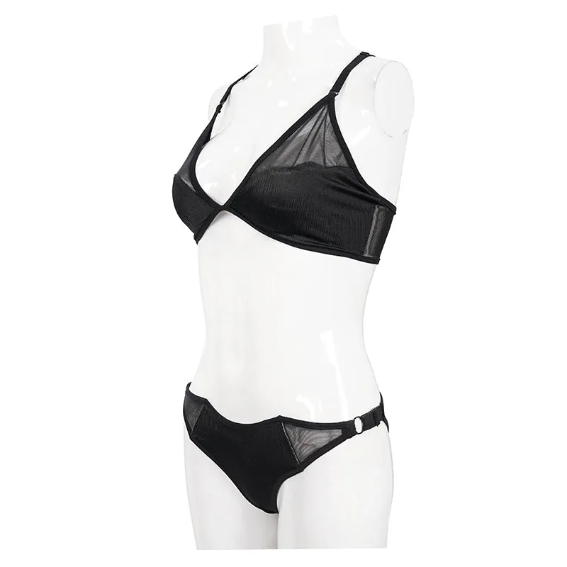 SST016 Vertical stripes bat-shaped swimsuit