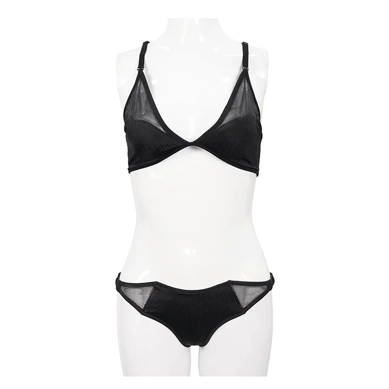 SST016 Vertical stripes bat-shaped swimsuit