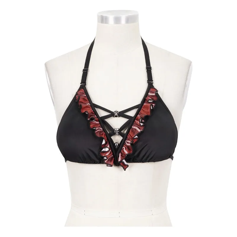 SST019A Scottish red plaid swimsuit top