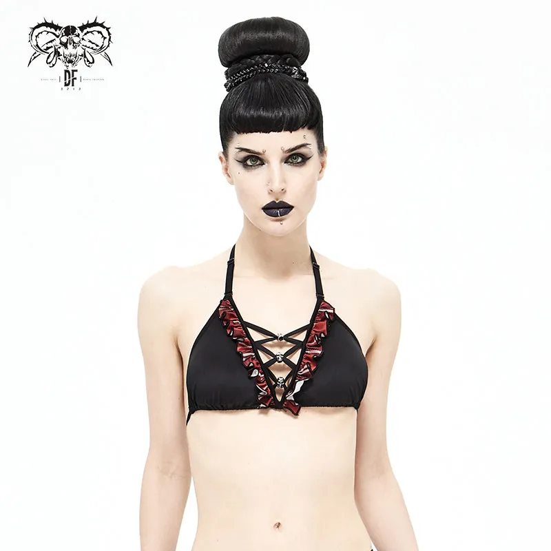 SST019A Scottish red plaid swimsuit top