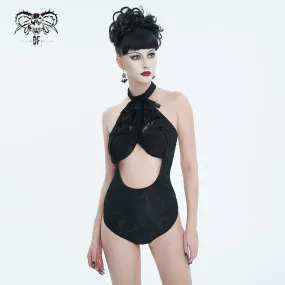 SST023 Bow Tie Halter Neck One-Piece Swimsuit