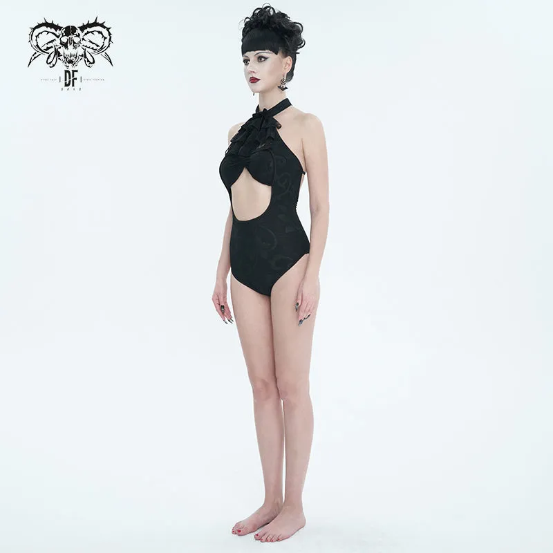 SST023 Bow Tie Halter Neck One-Piece Swimsuit