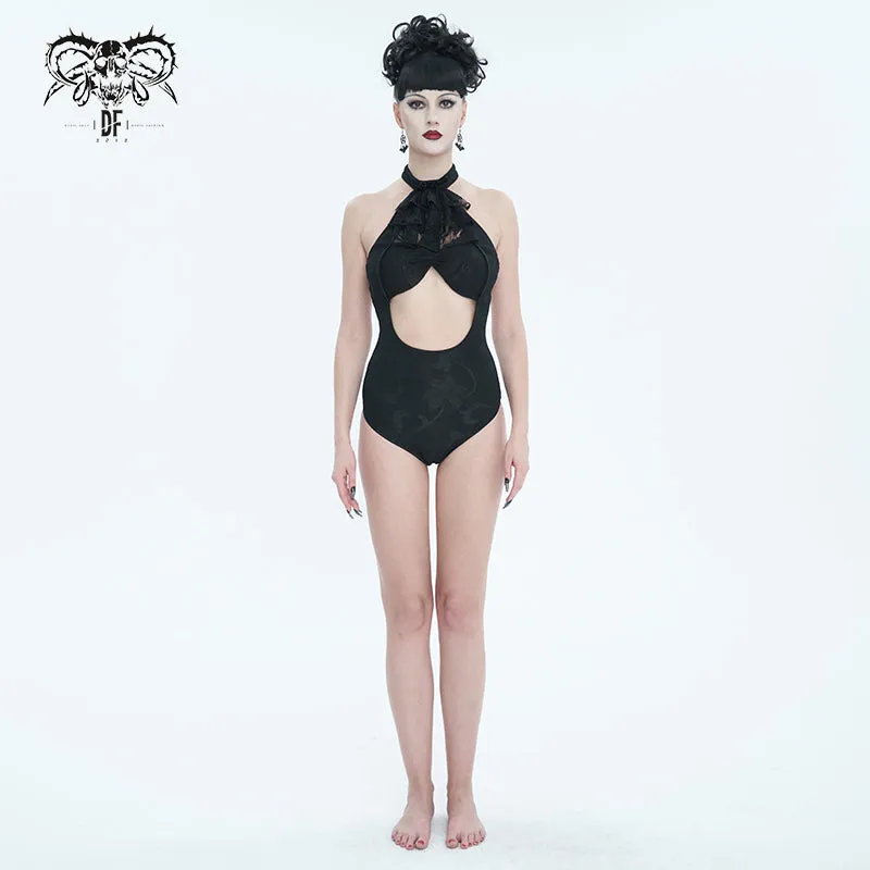 SST023 Bow Tie Halter Neck One-Piece Swimsuit