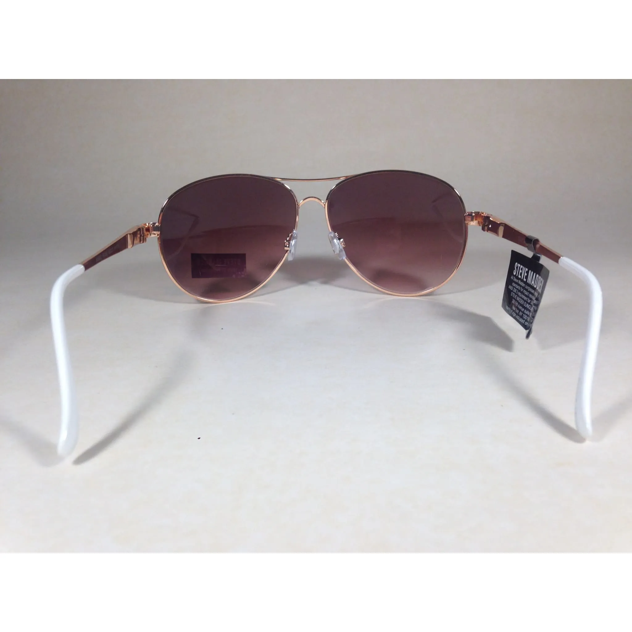 Steve Madden Aviator Pilot Sunglasses Brown Gradient S5602 Rose Gold White