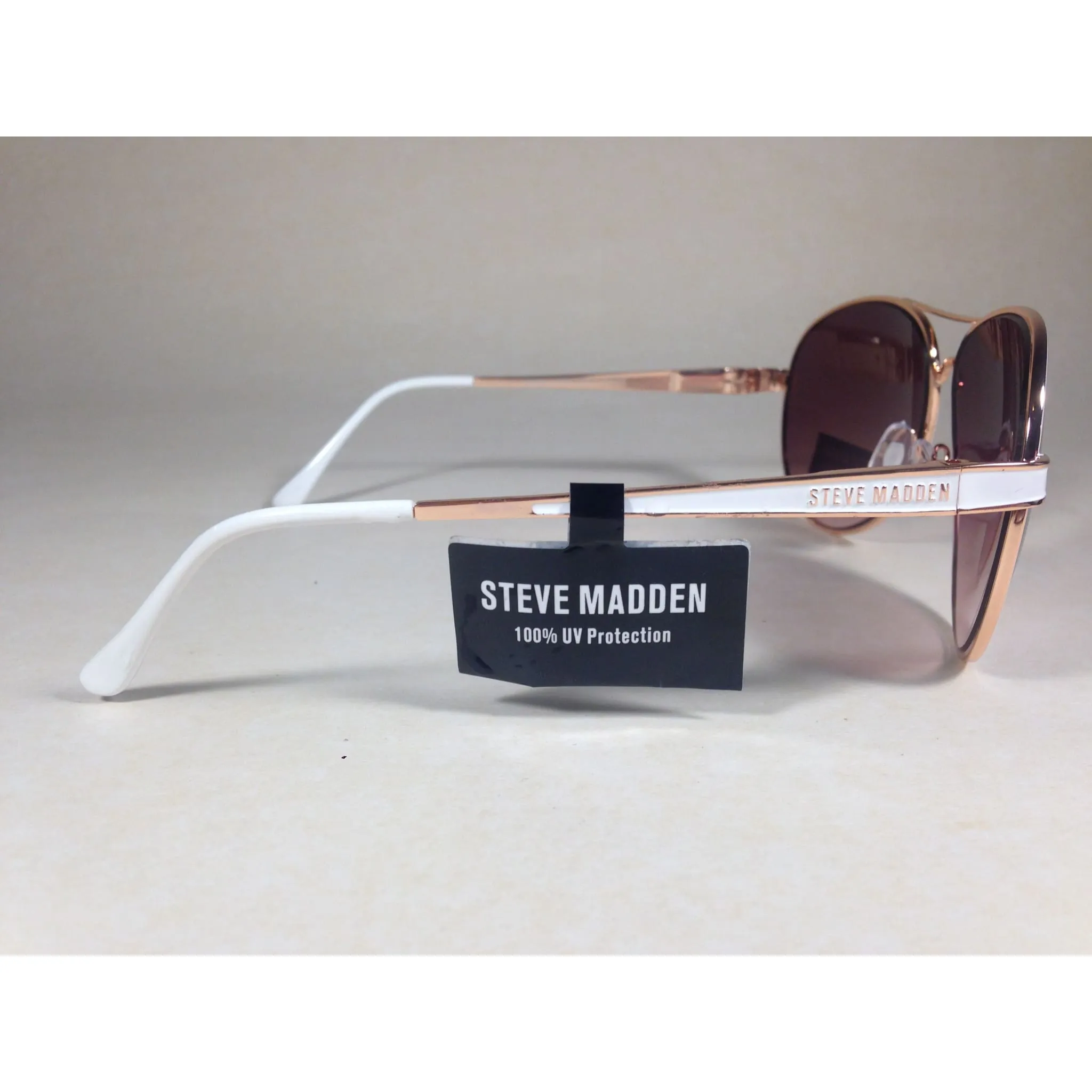 Steve Madden Aviator Pilot Sunglasses Brown Gradient S5602 Rose Gold White