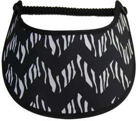 Sun Visor Features a Chevron Pattern with Animal Print,