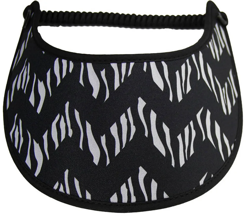 Sun Visor Features a Chevron Pattern with Animal Print,