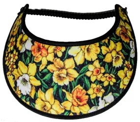 Sun Visor with Yellow & White Daffodils Trimmed in Black