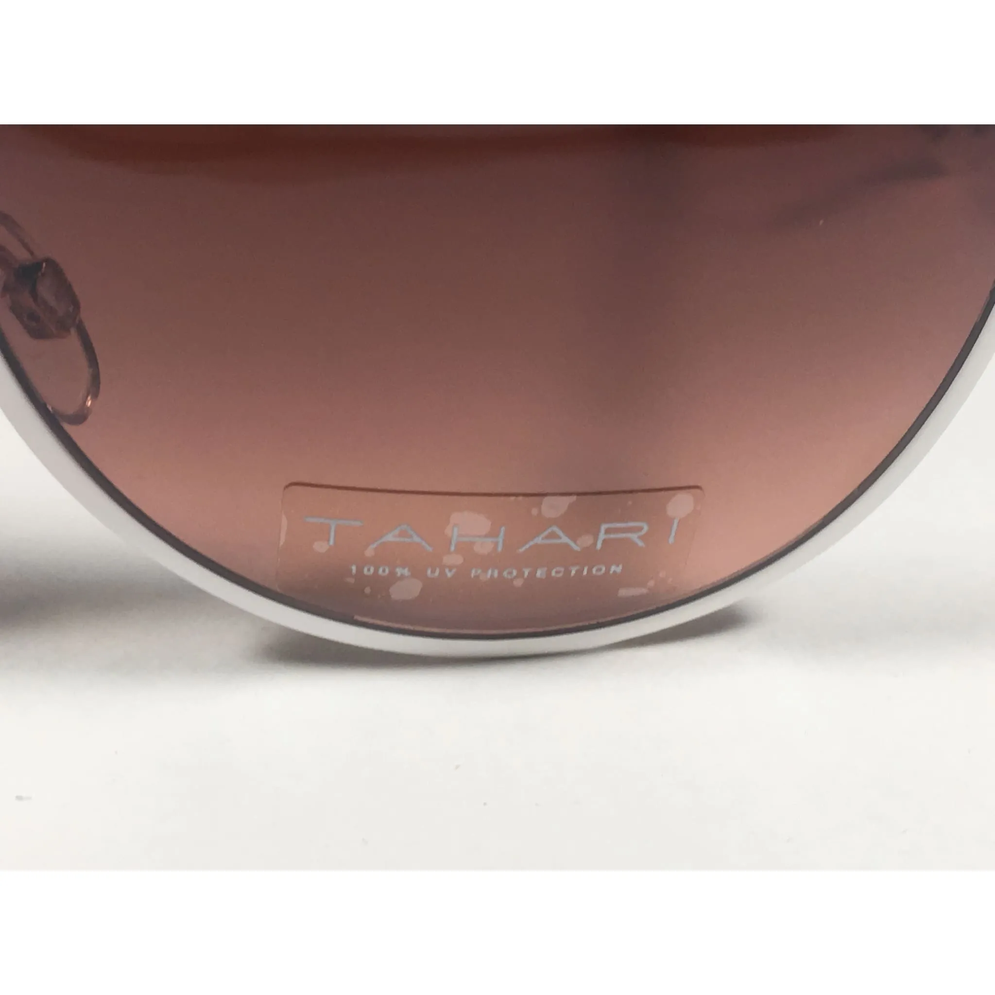 Tahari Designer Sunglasses TH753 WH White Rose Gold Frame Brown Gradient Lens