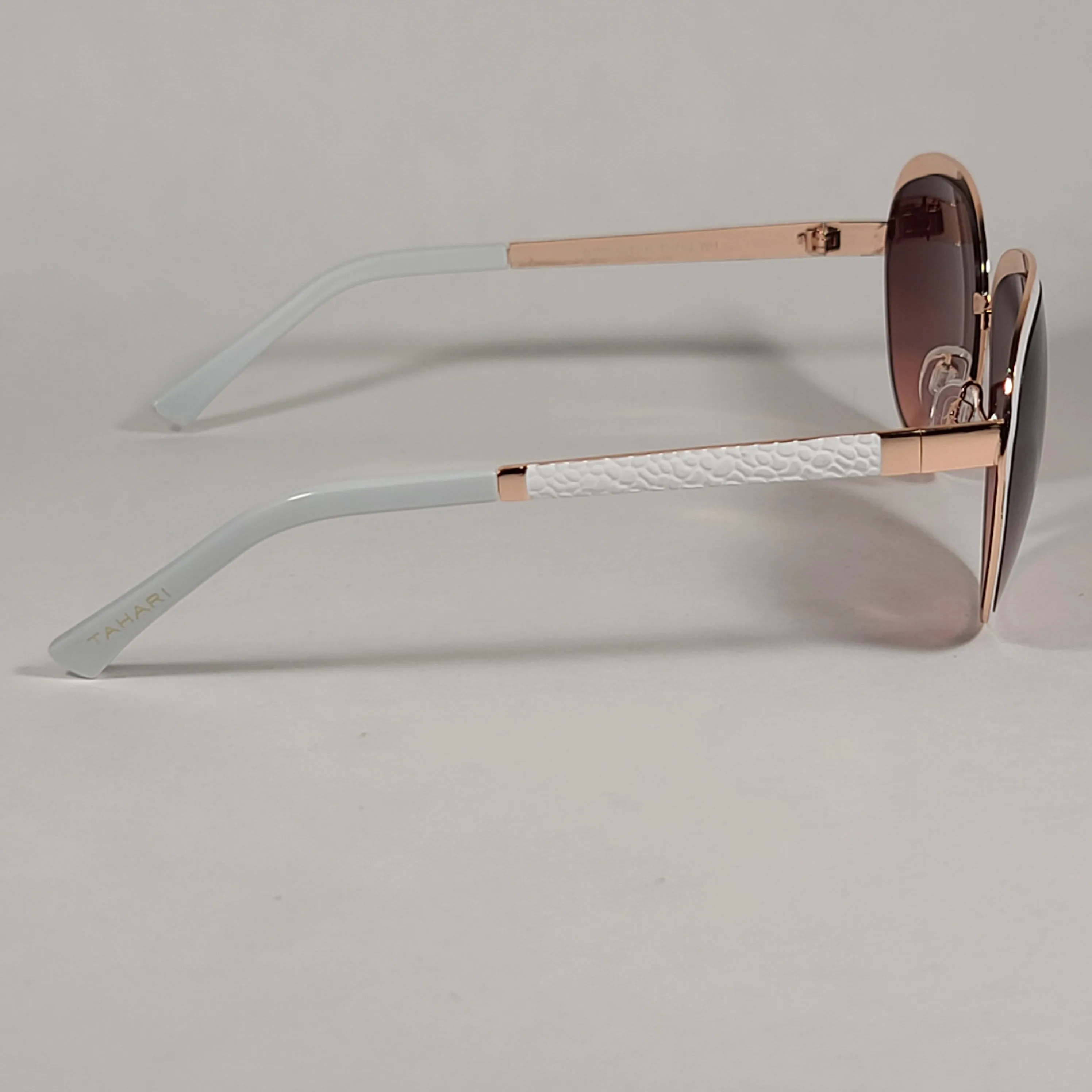 Tahari Designer Sunglasses TH753 WH White Rose Gold Frame Brown Gradient Lens