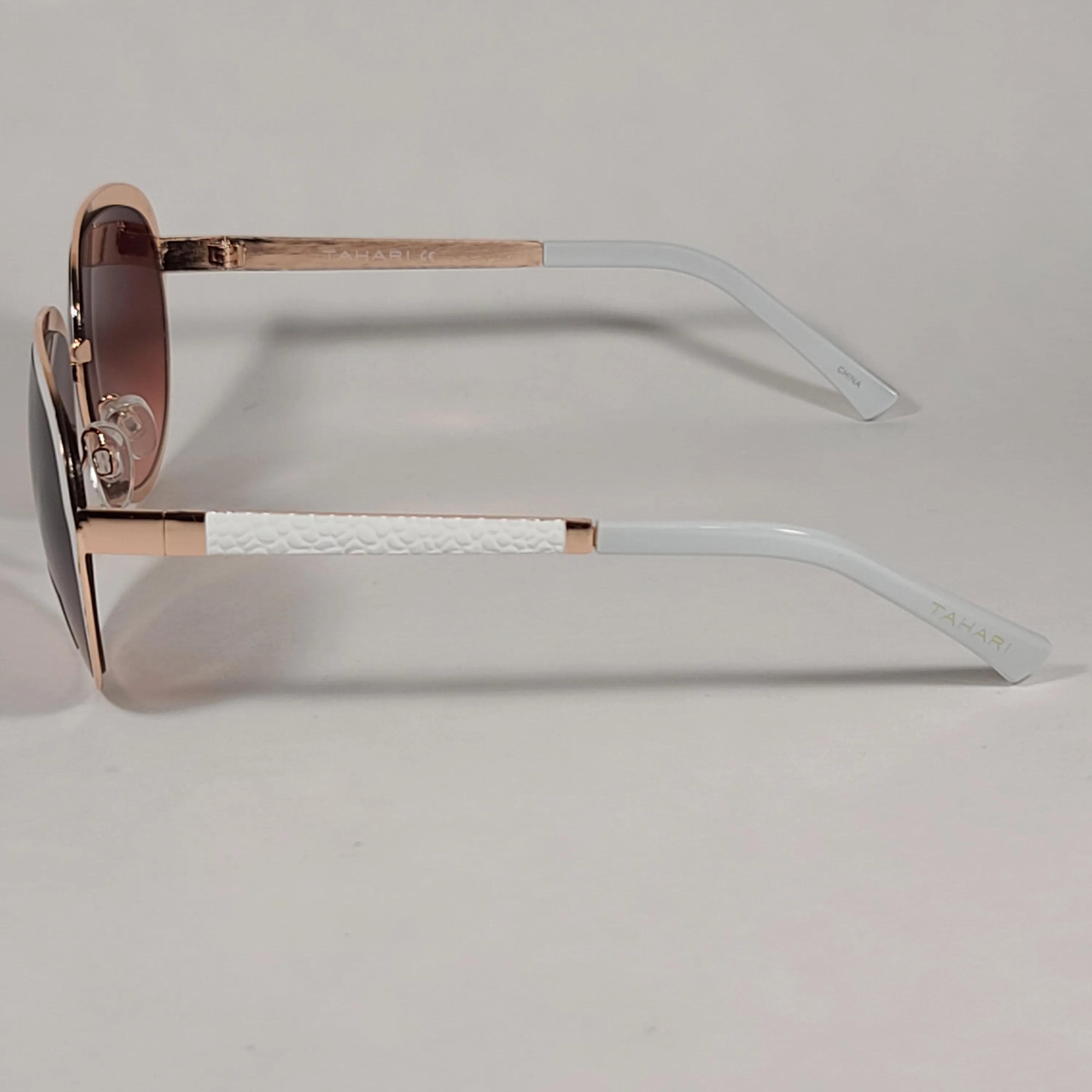 Tahari Designer Sunglasses TH753 WH White Rose Gold Frame Brown Gradient Lens