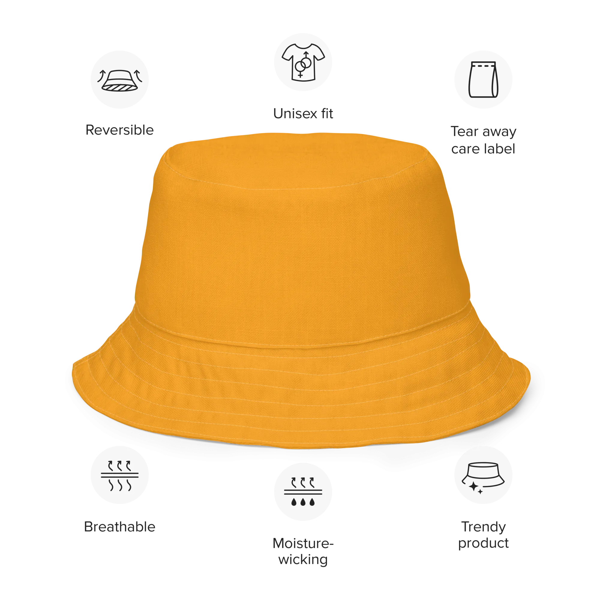 The FLOWER LOVE Collection - "Butterfly on a Bloom" Design Premium Reversible Bucket Hat - Orange Inside - Beach Hat, Gifts for Her