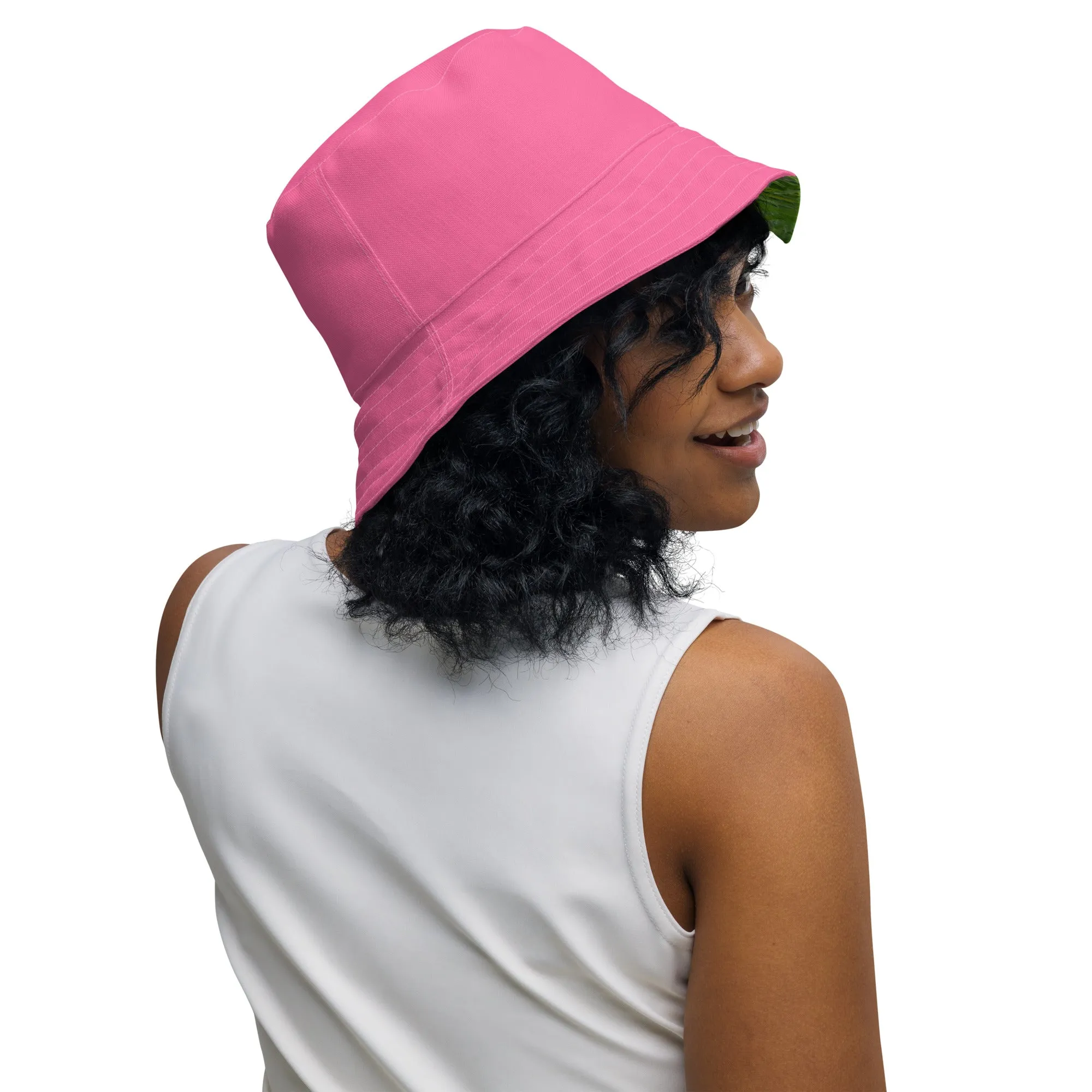 The FLOWER LOVE Collection - "Wildflower Wonder" Design Premium Reversible Bucket Hat - Pink Inside - Wildflower Hat, Gifts for Her