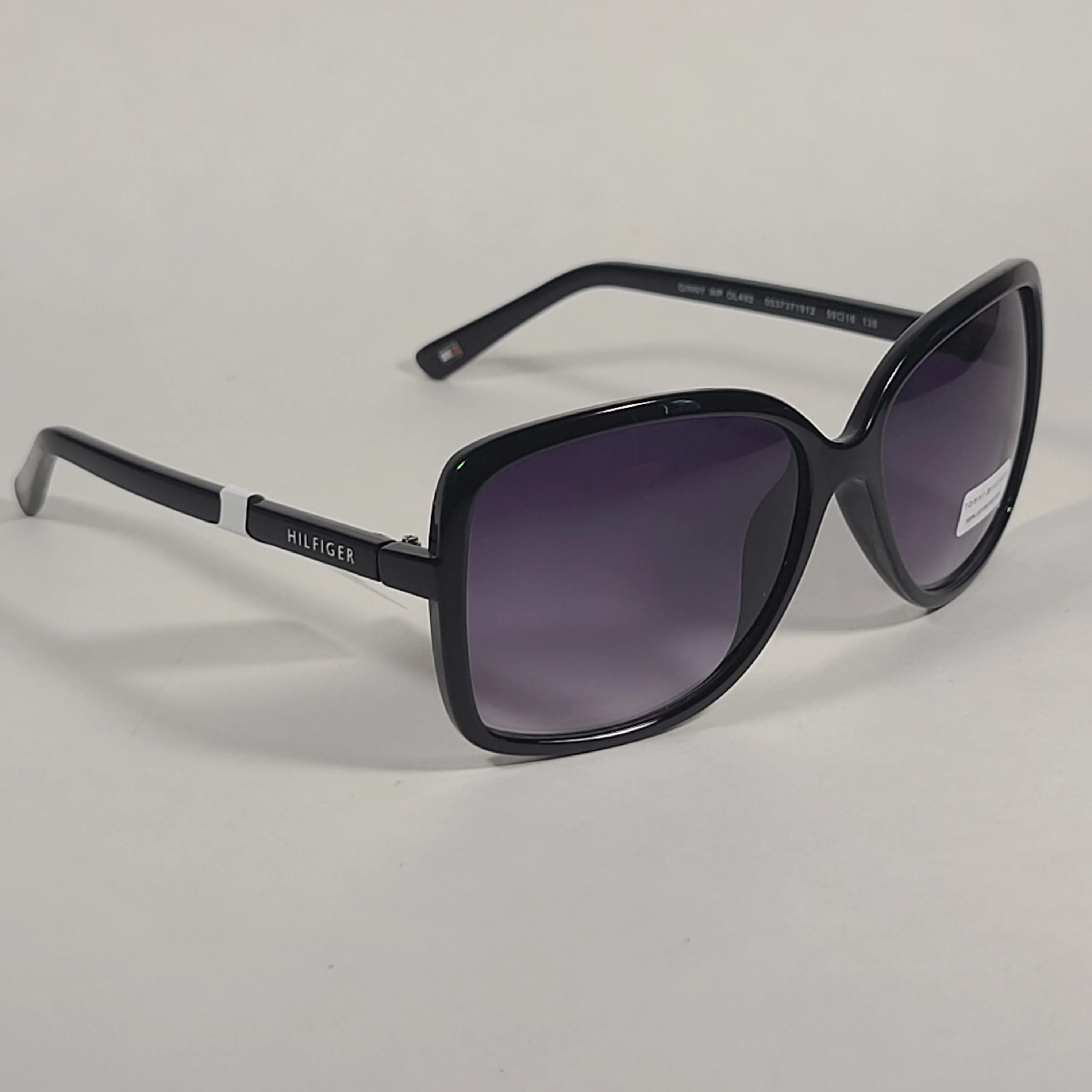 Tommy Hilfiger Ginny Butterfly Sunglasses Shiny Black Frame Smoke Gradient Lens GINNY WP OL492