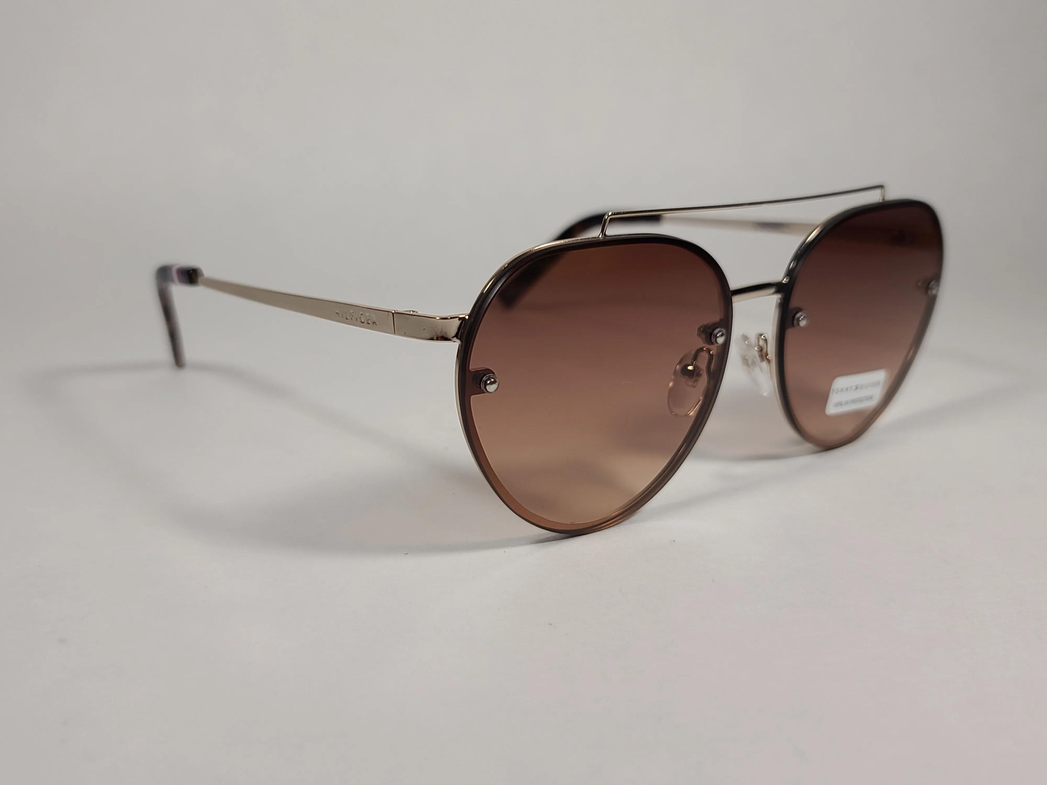 Tommy Hilfiger Kendall Rimless Aviator Sunglasses Gold Brown Tortoise Frame Brown Gradient Lens KENDALL WM OL470