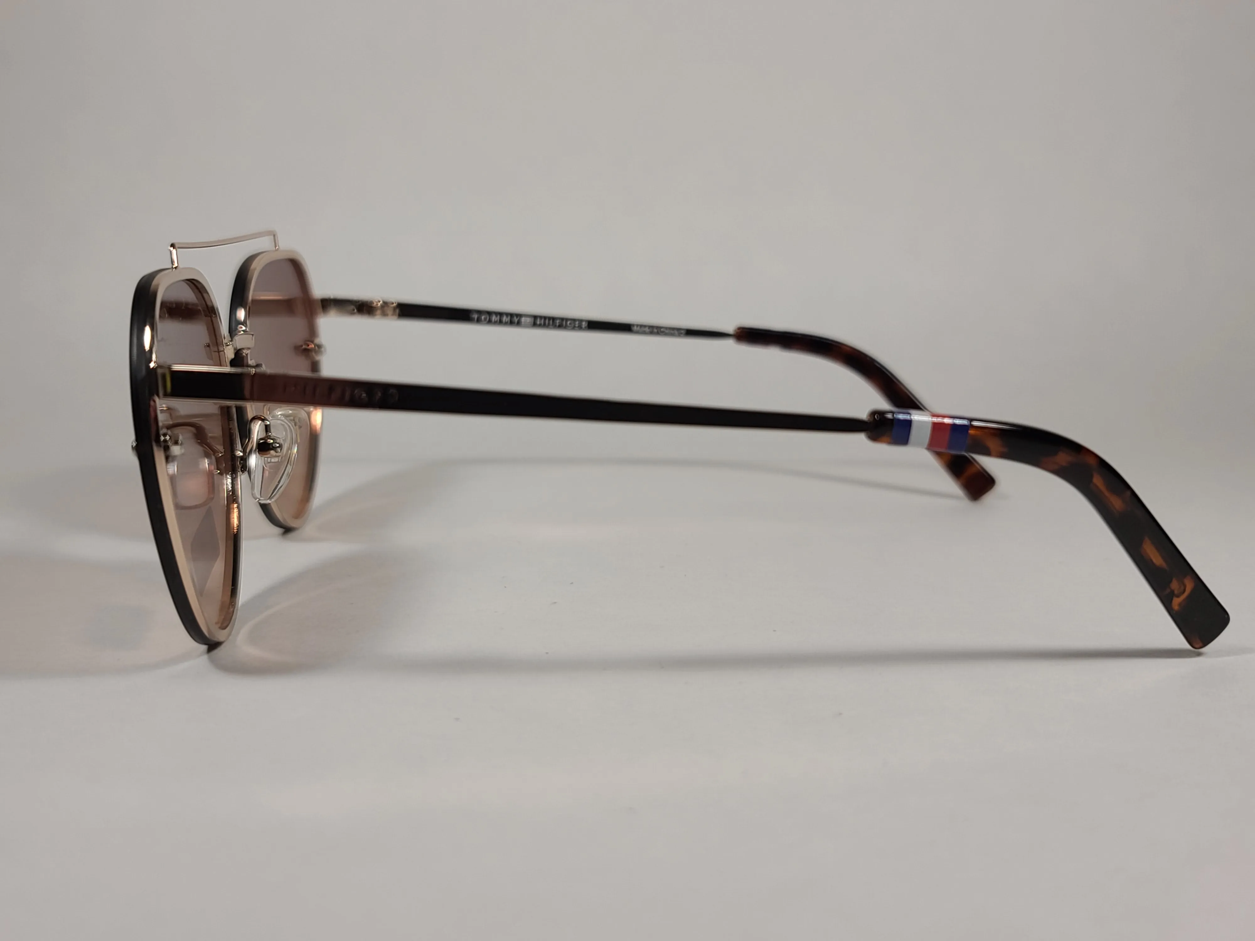Tommy Hilfiger Kendall Rimless Aviator Sunglasses Gold Brown Tortoise Frame Brown Gradient Lens KENDALL WM OL470