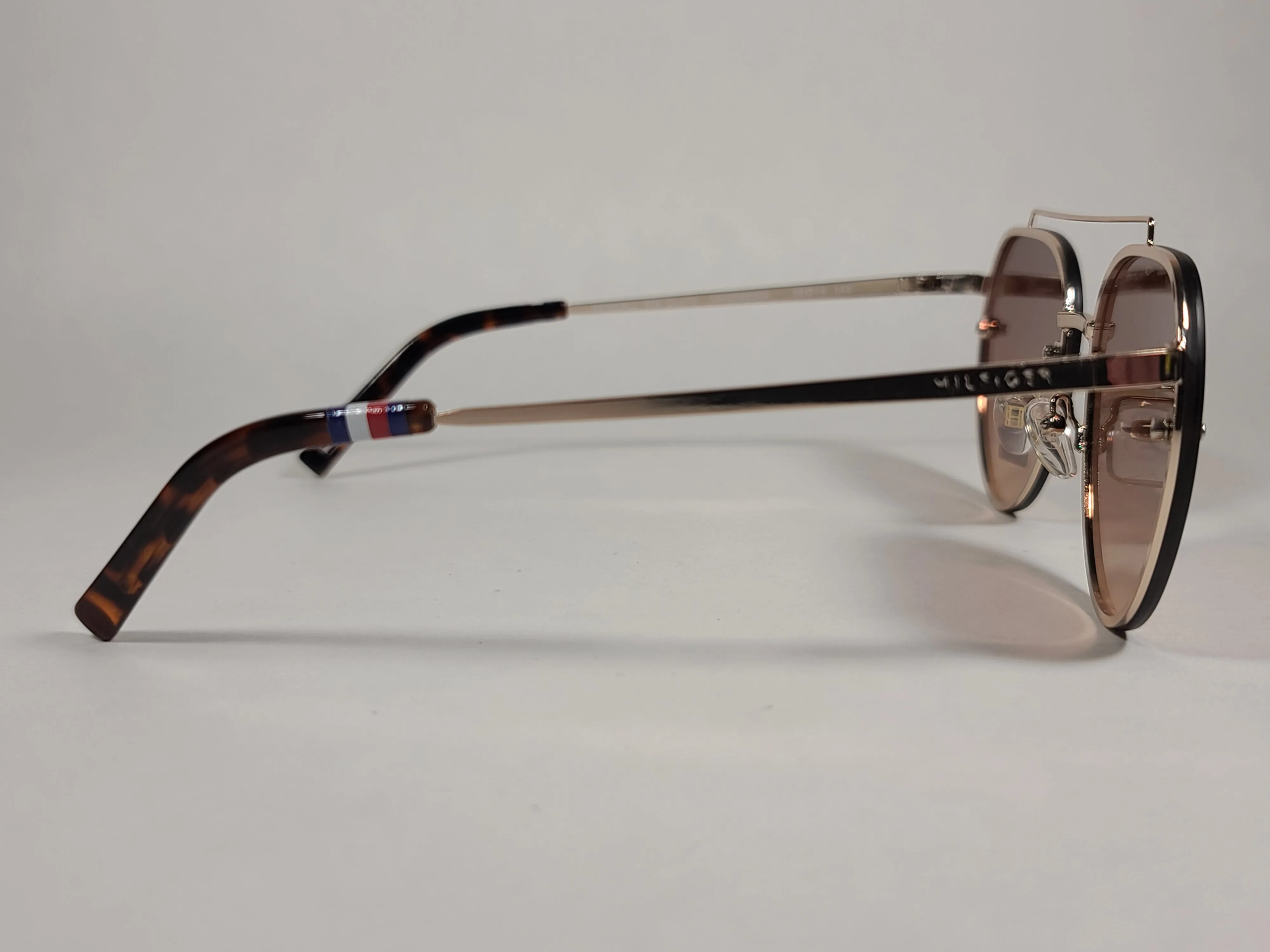 Tommy Hilfiger Kendall Rimless Aviator Sunglasses Gold Brown Tortoise Frame Brown Gradient Lens KENDALL WM OL470