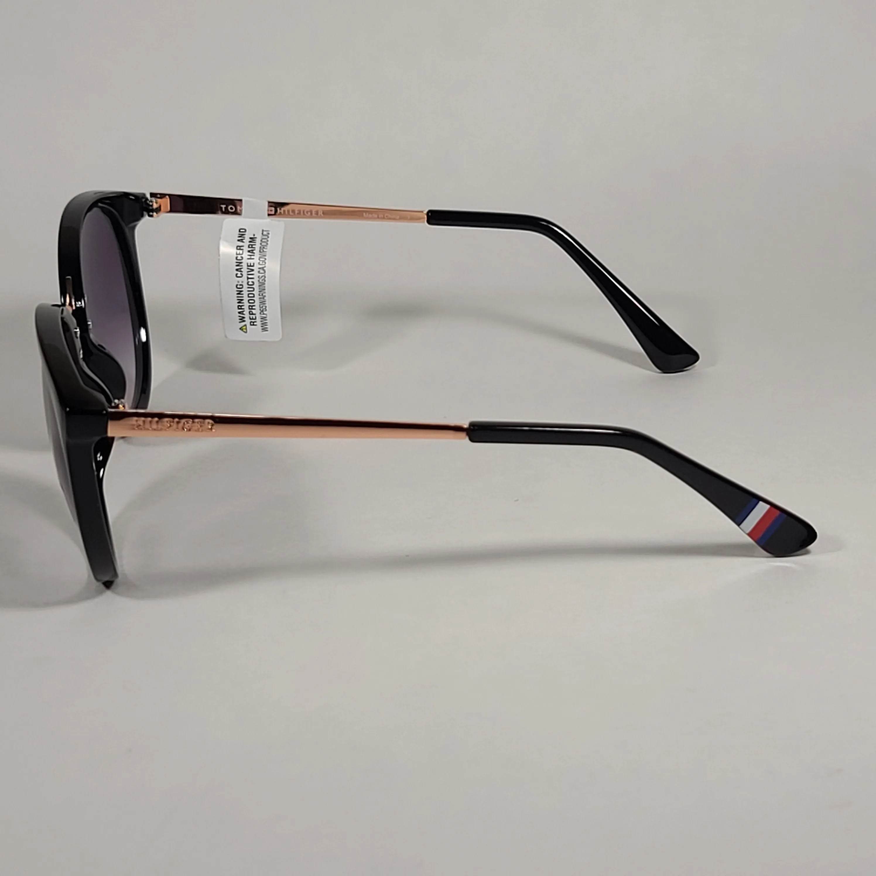 Tommy Hilfiger Tru Round Cateye Sunglasses Black Rose Gold Smoke Gradient Lens TRU WP OL463