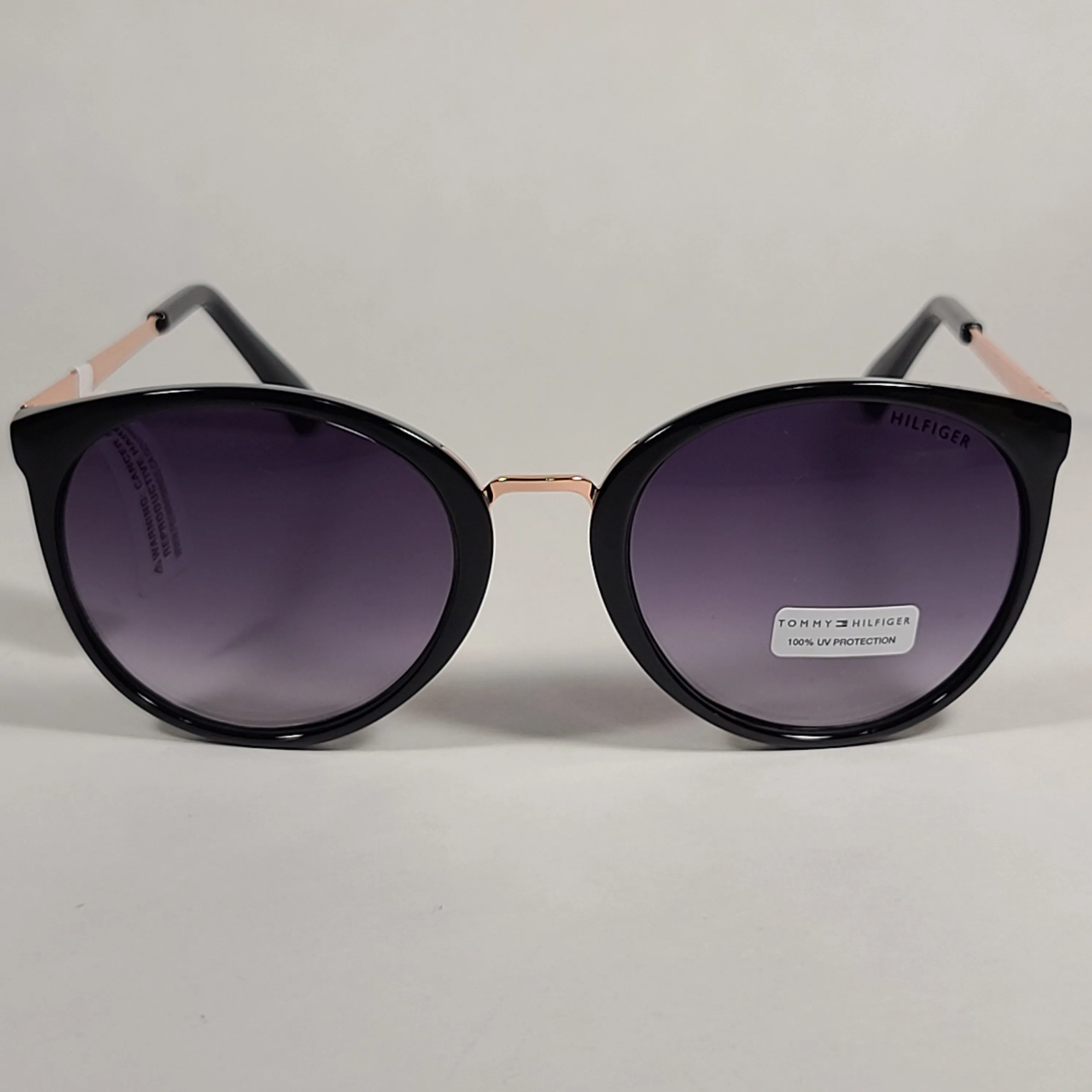 Tommy Hilfiger Tru Round Cateye Sunglasses Black Rose Gold Smoke Gradient Lens TRU WP OL463