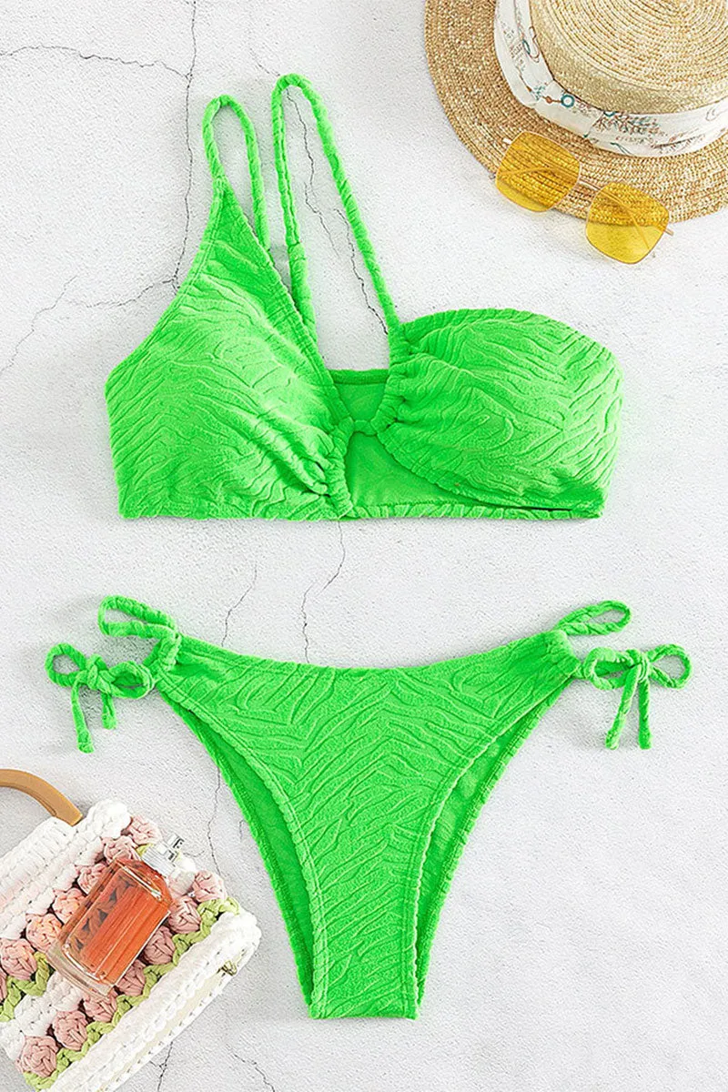 Towel Texture Unique Tie Side Irregular Bikini