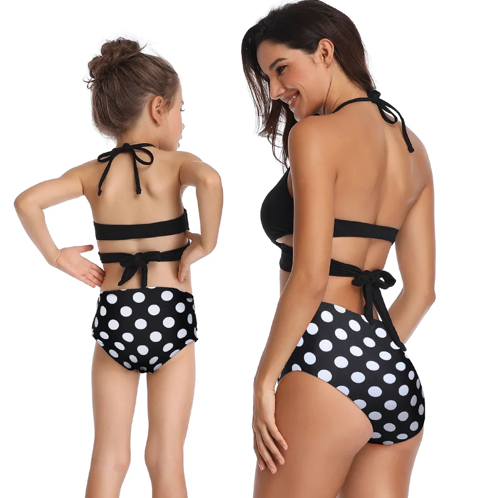 V Neck Adjustable Straps Bikini Mommy and Me Swimsuits