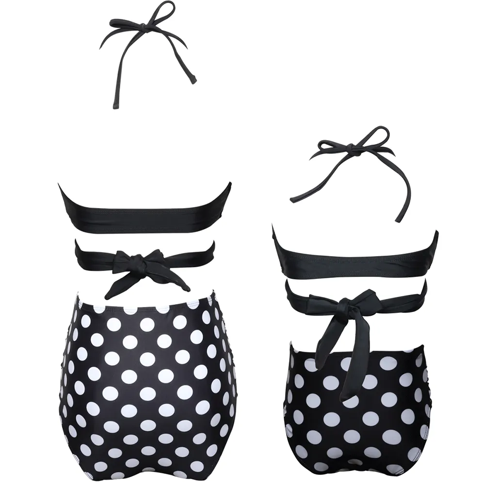 V Neck Adjustable Straps Bikini Mommy and Me Swimsuits