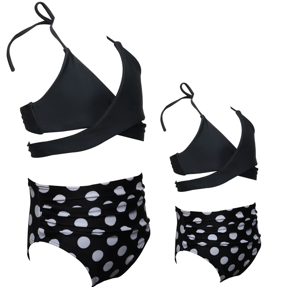 V Neck Adjustable Straps Bikini Mommy and Me Swimsuits