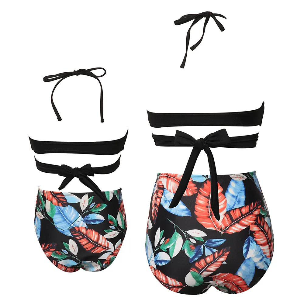 V Neck Adjustable Straps Bikini Mommy and Me Swimsuits