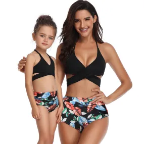 V Neck Adjustable Straps Bikini Mommy and Me Swimsuits